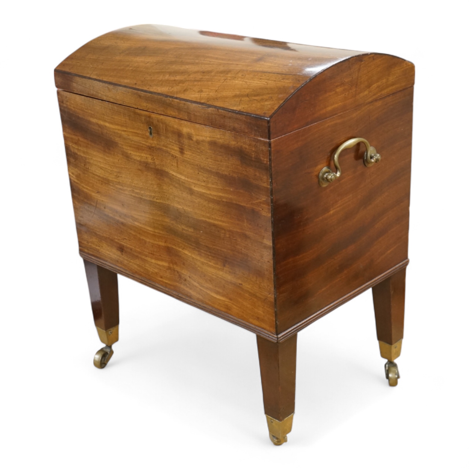 A George III domed mahogany cellarette, 54cm high